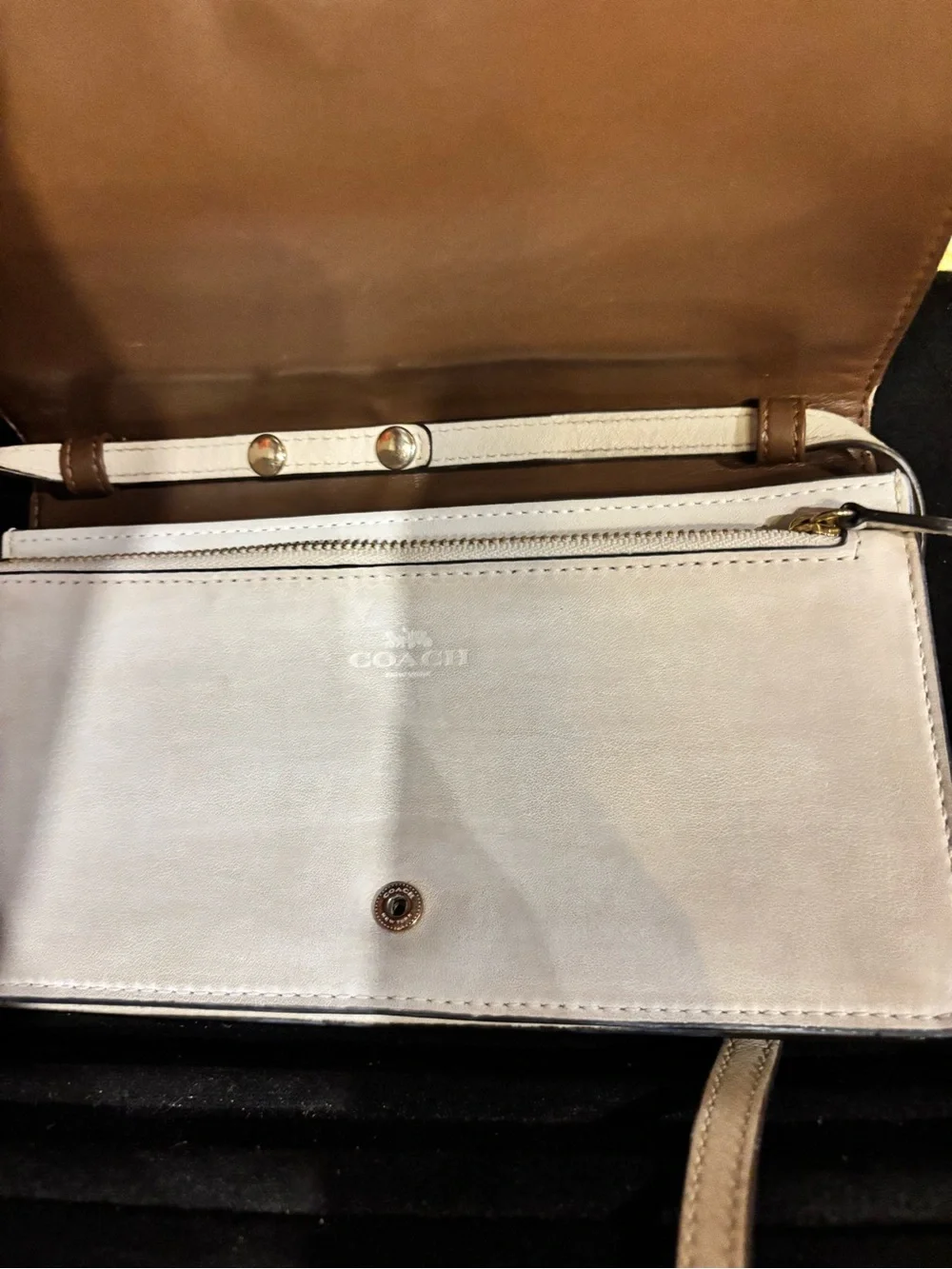 Coach Signature Canvas Crossbody in Khaki and Chalk - Picture 2 of 7